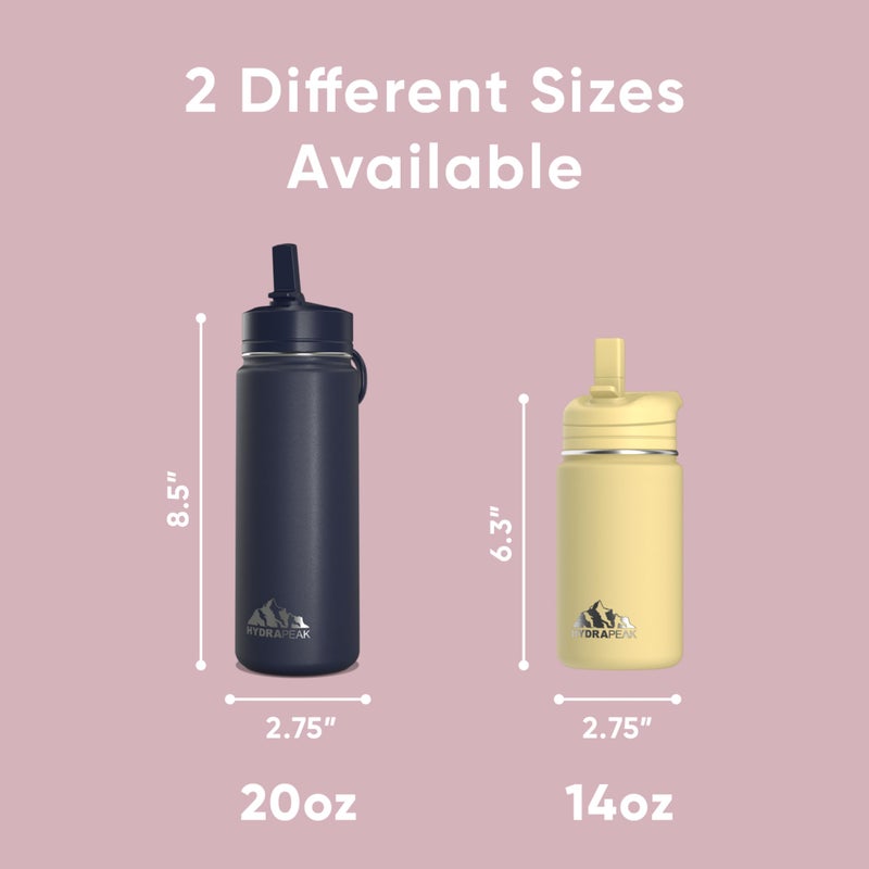 Hydrapeak Mini 14oz Water Bottle with Straw Lid, Stainless Steel Double Wall Insulated Water Bottle | Leak-Proof and Spill-Proof Water Bottle, 24 Hours Cold (Pink) - Image 5